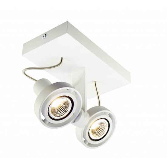 Fantasia Ziva plafondlamp wit aluminium, 2x GU10 LED 4,5W, dimbaar en richtbaar, 2800K