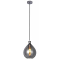 Fantasia Sonos glass pendant lamp, pear shape, smoked grey with matte black cord, Ø23cm, height 120cm, E27 fitting