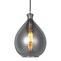 Fantasia Sonos lámpara colgante de cristal, forma de pera, gris ahumado, cable negro mate, Ø23cm, altura 120cm, casquillo E27