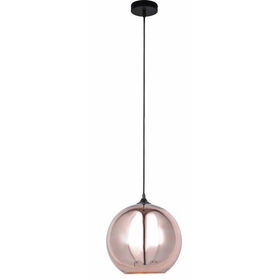 Fantasia Rogodo spherical pendant lamp in smoked grey glass with matte black, Ø40cm, height 120cm, E27 fitting, bulb not included