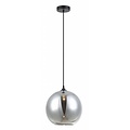 Fantasia Rogodo bolvormige hanglamp in gerookt grijs glas met mat zwart, Ø40cm, hoogte 120cm, E27-fitting, lichtbron niet inbegrepen