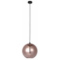 Lámpara colgante Fantasia Rogodo, pantalla bola cristal ahumado Ø30cm, estructura negro mate, casquillo E27, bombilla no incluida