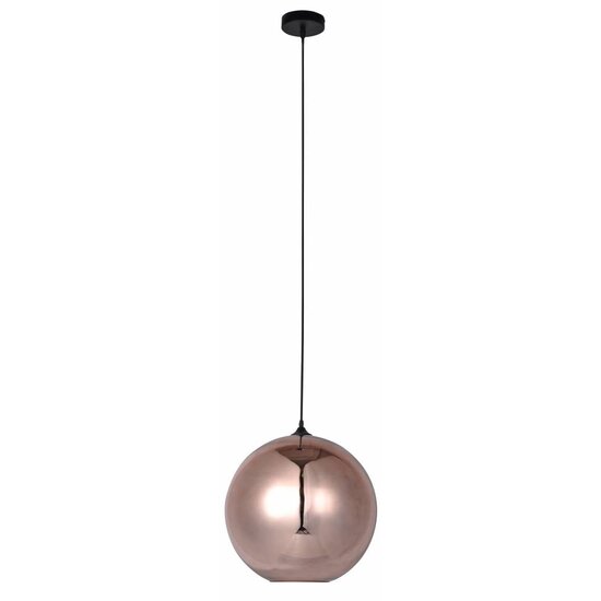 Fantasia Rogodo hanglamp, bolvormige kap gerookt glas Ø30cm, mat zwart ophangsysteem, fitting E27, lamp niet inbegrepen