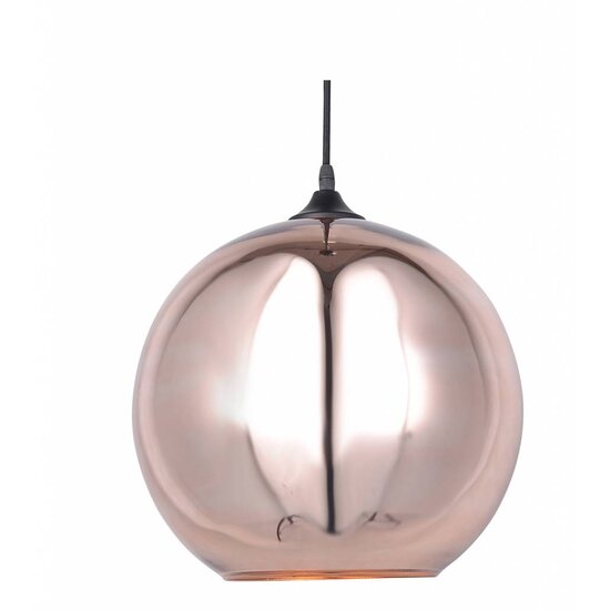 Fantasia Rogodo pendant light, smoked glass sphere shade Ø30cm, matte black suspension, E27 fitting, bulb not included