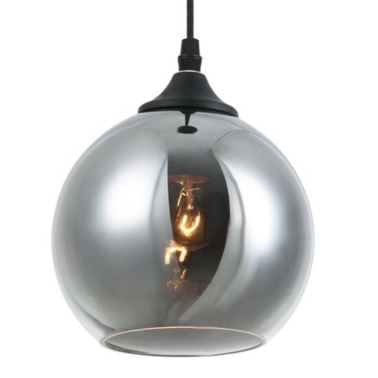 Fantasia Rogodo glass pendant lamp with spherical shade in smoke grey, Ø 15 cm, E14 fitting
