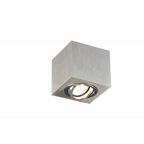 Fantasia Olala square ceiling spotlight with GU10 fitting, adjustable, brushed grey aluminium, 90 x 90 x 95mm