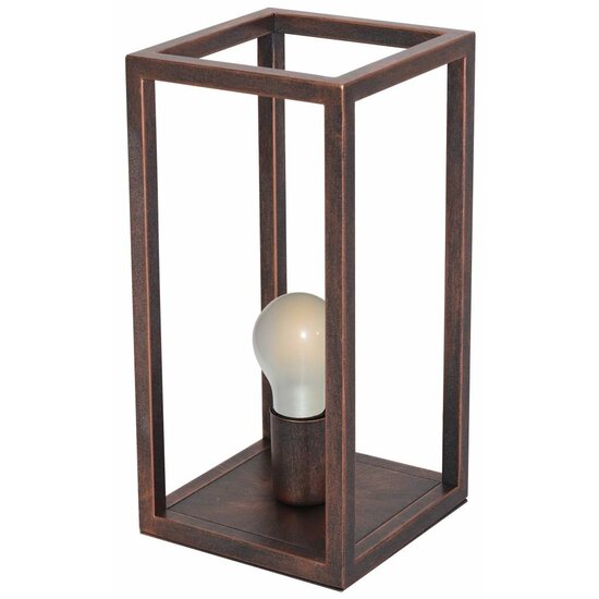 Fantasia Kago lampe de table rustique, pied métal, cuivre ancien, culot E27, hauteur 40,5 cm, ampoule non incluse