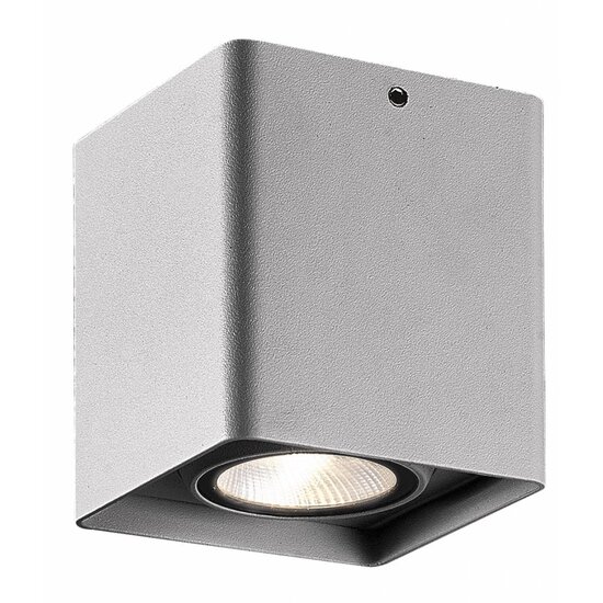 Fantasia Qbus square ceiling lamp, grey/silver, 9W LED, 700 lumens, 3000K, IP54, 90 x 90 x 102.5 mm