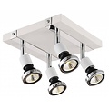 Fantasia Robus ceiling lamp square, brushed steel-chrome, 4x GU10 LED 5W, 3000K, 367 lumens, 200x200x77mm