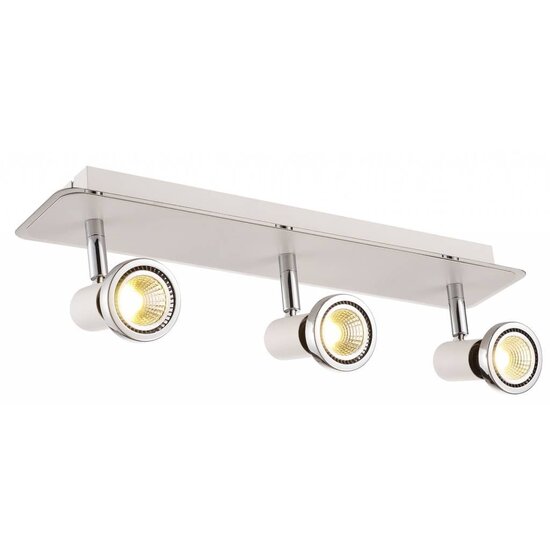 Fantasia Xzibit plafonnier blanc-chrome, 3x GU10 LED 5W inclus, 3000K blanc chaud, orientable