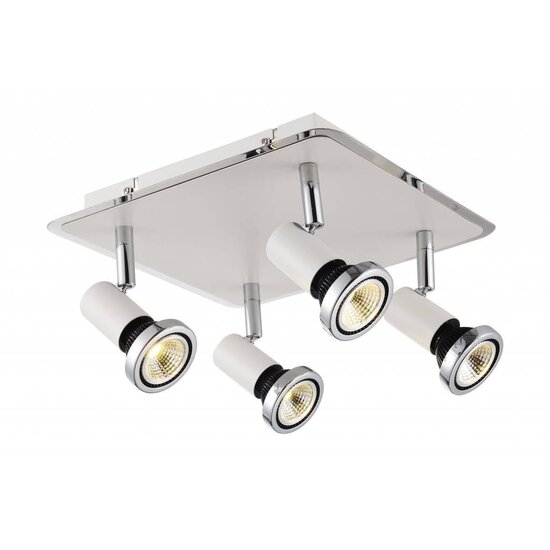 Fantasia Xzibit ceiling lamp square white-chrome, 4xGU10 5W LED included, 250x250mm, 3000K warm white, IP20