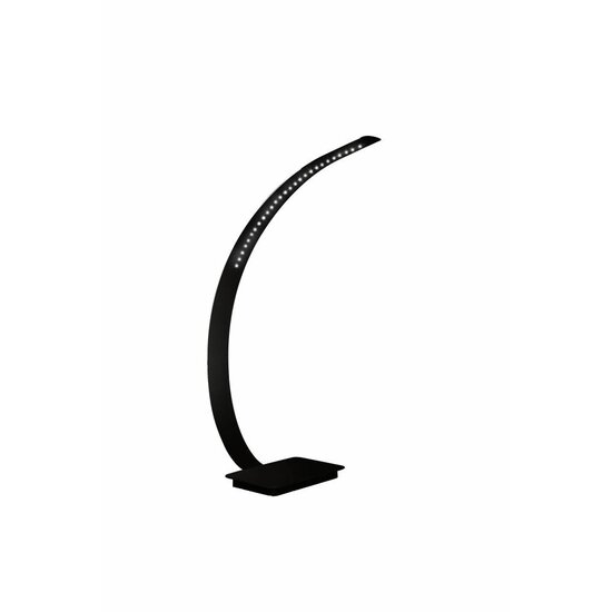 Fantasia Groove lámpara de escritorio, diseño LED en arco, aluminio negro, 5,4W, 2800K blanco cálido, 486 lúmenes, H 500mm