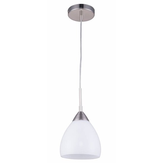 Suspension en verre Fantasia Ninis, forme dôme, gris/nickel, culot E27 (ampoule non incl.), diamètre 160mm, hauteur 1200mm