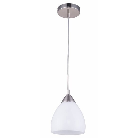 Fantasia Ninis glass pendant lamp, dome-shaped, grey/nickel, E27 fitting (bulb excl.), 160mm diameter, 1200mm height