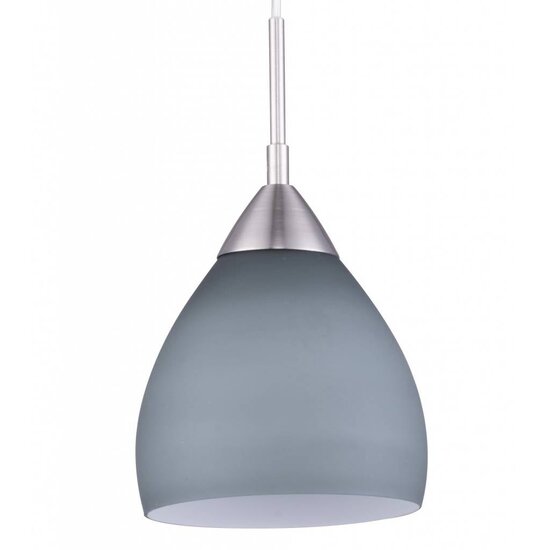Fantasia Ninis glass pendant lamp, dome-shaped, grey/nickel, E27 fitting (bulb excl.), 160mm diameter, 1200mm height