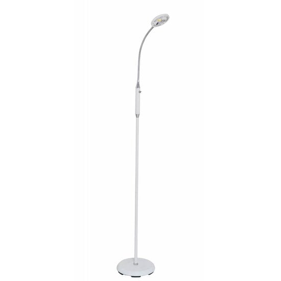 Fantasia Fantasia Safrane Stehlampe, weiß-chrom, biegsamer Arm, LED 5W, 400 Lumen, Höhe 1200-1400 mm
