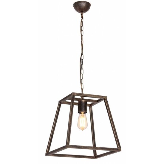 Fantasia Kago pendant light, rustic style, old copper finish, E27 fitting, 300 mm high, steel, bulb not included