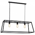 Fantasia Kago pendant lamp, black rural style, E27x3, 100 cm wide, steel, IP20, bulbs excl.