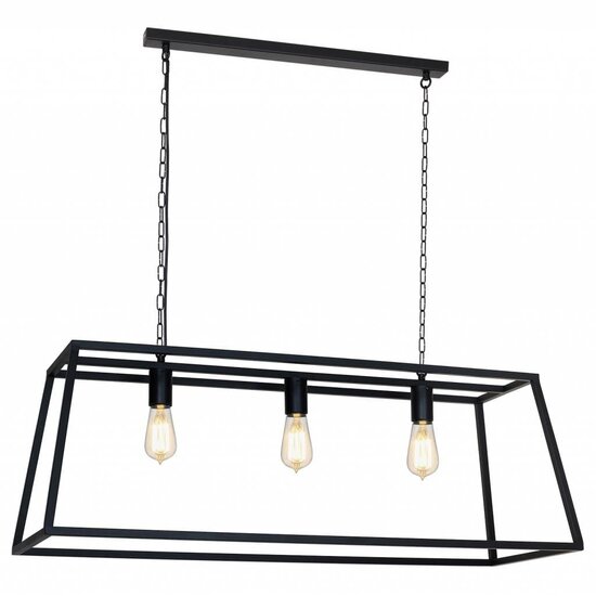 Fantasia Kago pendant lamp, black rural style, E27x3, 100 cm wide, steel, IP20, bulbs excl.