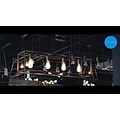 Fantasia Kago pendant lamp with 4 E27 sockets, steel in old copper, ruggine and black, 100 x 25 cm, adjustable cables