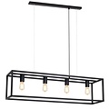 Fantasia Kago pendant lamp with 4 E27 sockets, steel in old copper, ruggine and black, 100 x 25 cm, adjustable cables
