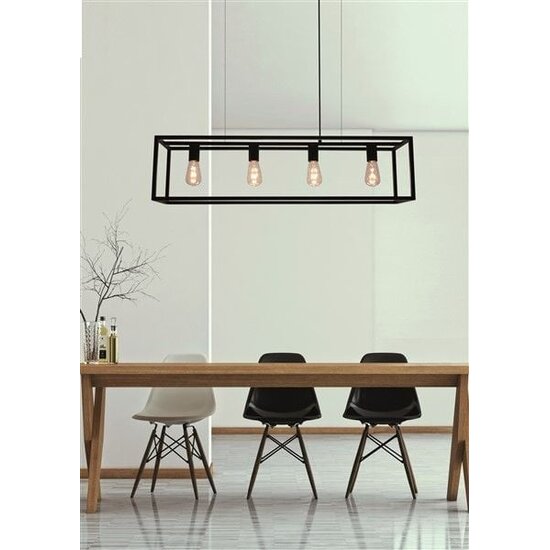 Fantasia Kago pendant lamp with 4 E27 sockets, steel in old copper, ruggine and black, 100 x 25 cm, adjustable cables
