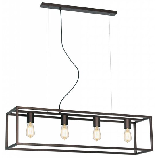 Lámpara colgante Fantasia Kago con 4 casquillos E27, acero en cobre viejo, ruggine y negro, 100 x 25 cm, cables ajustables