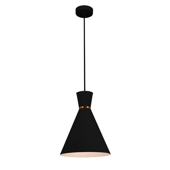 Fantasia cone pendant lamp in black plastic, diameter 25 cm, height adjustable up to 154.5 cm, E27 fitting, bulb not included