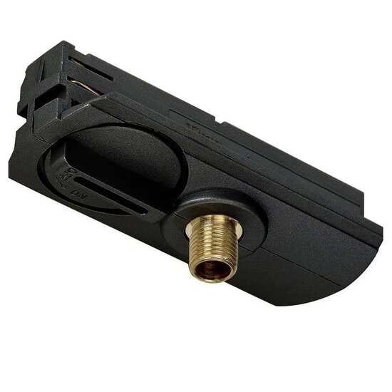 Fantasia TRACK monofase adapter zwart, voor eenfasige railverlichting, snel en eenvoudig te monteren zonder gereedschap.