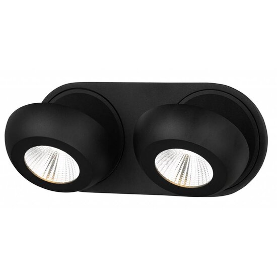 Fantasia Oleo double ceiling spotlight, adjustable and dimmable, 2x7W LED 3000K warm white, black aluminium, IP20