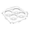 Fantasia OLEO square ceiling lamp with 4 adjustable spots, LED 4x7W 3000K, white, dimmable