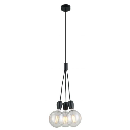 Fantasia pendant lamp 3 lights black, metal ring Ø 340 mm, 3x E27 socket, bulbs not included