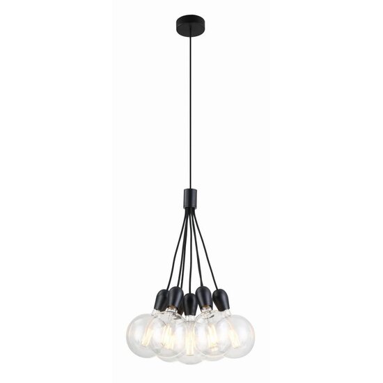 Fantasia Kobar pendant light black, metal, 7x E27 sockets, 46 cm diameter, height up to 210 cm, bulbs not included