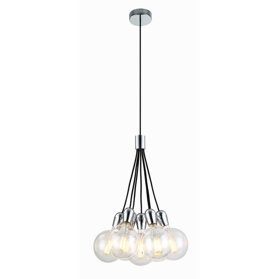 Fantasia Kobar Hängeleuchte schwarz, Metall, 7x E27-Fassung, Durchmesser 46 cm, Höhe bis 210 cm, Leuchtmittel nicht enthalten