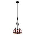 Fantasia Fantasia Rogodo pendant lamp with 3 smoked grey glass spheres, rose gold frame, 3x E14, diameter 340 mm
