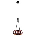 Fantasia Rogodo hanglamp met 3 glazen bollen in gerookt grijs glas, roze gouden frame, 3x E14, diameter 340 mm