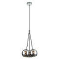 Fantasia Rogodo hanglamp met 3 glazen bollen in gerookt grijs glas, roze gouden frame, 3x E14, diameter 340 mm