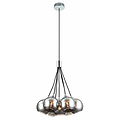 Fantasia Rogodo hanglamp met 7 glazen bollen in roze goud met zwart glas, 7x E14, in hoogte verstelbaar