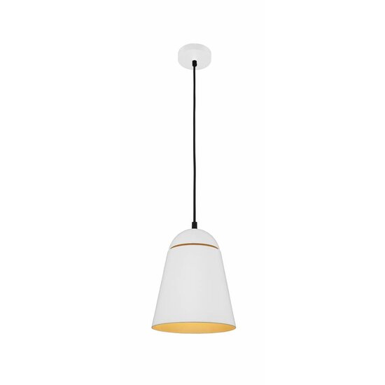 Fantasia metal hanging lamp in white, conical shade Ø 200 mm, height up to 1505 mm, E27 fitting, bulb not included