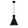 Fantasia lámpara colgante cónica de plástico negro, diámetro 25 cm, altura regulable hasta 154,5 cm, casquillo E27, bombilla no incluida