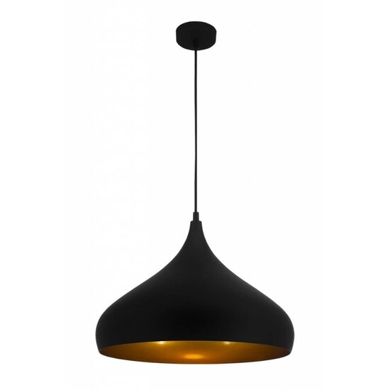 Fantasia RONIN drop-shaped pendant lamp in coffee brown metal with gold interior, Ø42 x H30 cm