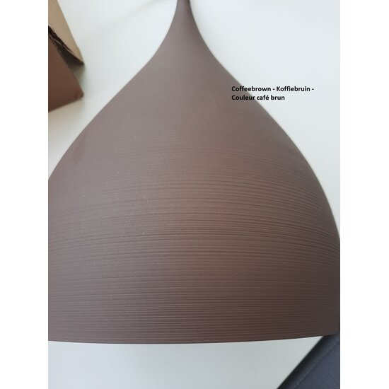 Fantasia RONIN drop-shaped pendant lamp in coffee brown metal with gold interior, Ø42 x H30 cm