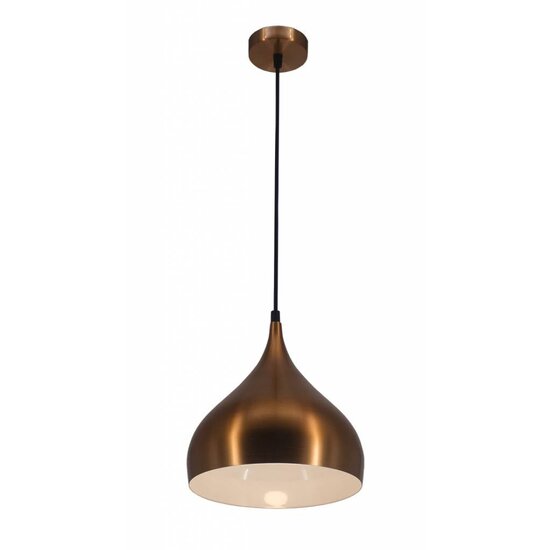 Fantasia RONIN drop-shaped pendant lamp in coffee brown metal with gold interior, Ø32 x H24 cm