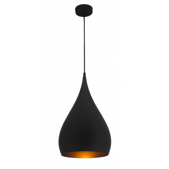 Fantasia RONIN hanglamp in druppelvorm, koffiebruin metaal met gouden binnenkant, Ø25 x H40 cm