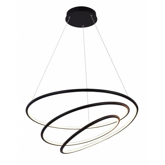 Fantasia BOA LED pendant lamp, spiral design in black metal/plexi, Ø730mm, 88W integrated LED, 3080 lumens, 3000K warm white, dimmable