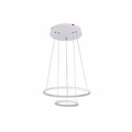 Suspension Fantasia Annu à 2 anneaux (Ø 40 et 30 cm), blanche, 36W LED, 1260 lumens, 3000K, dimmable