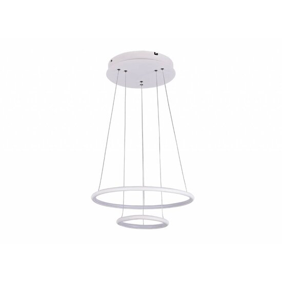 Lámpara colgante Fantasia Annu con 2 aros (Ø 40 y 30 cm), blanca, 36W LED, 1260 lúmenes, 3000K, regulable