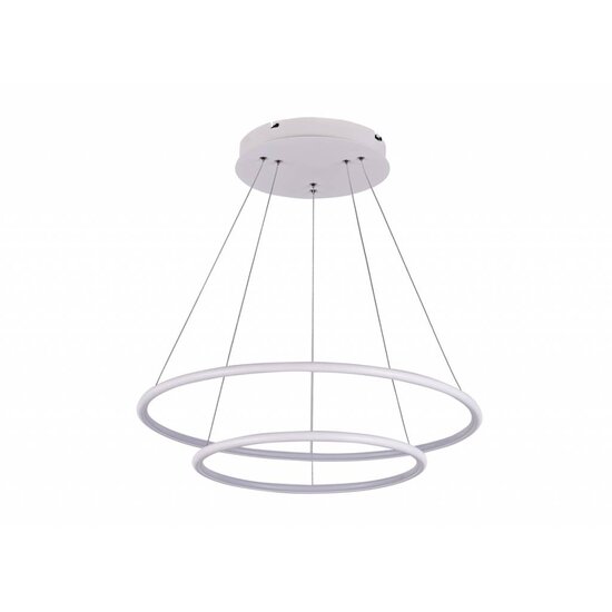 Suspension Fantasia Annu à 2 anneaux (40 et 60 cm), blanche, LED SMD 53W 3000K, 3445 lumens, dimmable, hauteur réglable