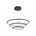 Fantasia Annu hanglamp met 3 ringen, zwart, 80 cm, 99 W LED 3000K, 6435 lumen, dimbaar