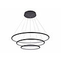 Fantasia Annu Pendelleuchte mit 3 Ringen, schwarz, 80 cm, 99W LED 3000K, 6435 Lumen, dimmbar